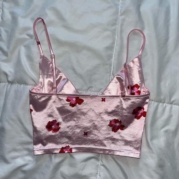 NWOT Pink Floral Satin Cropped Corset Bustier, size small - Picture 4 of 4